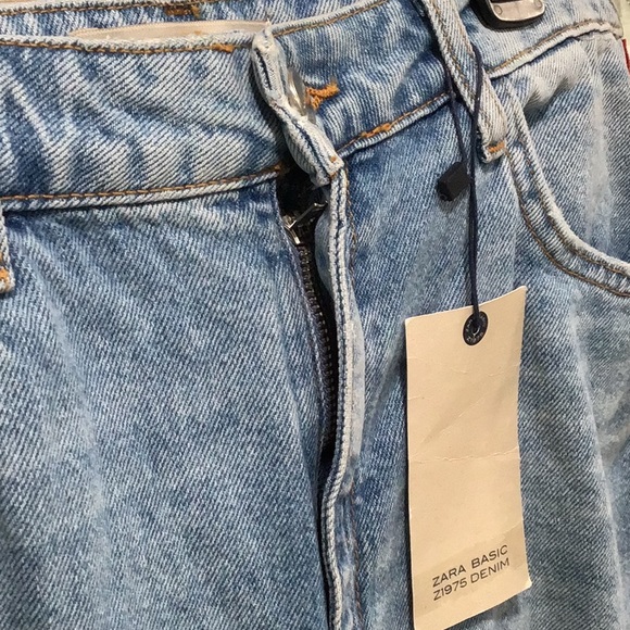 🆕 ZARA Basic Denim Stripe Mom Fit Jeans High Rise - Picture 7 of 14